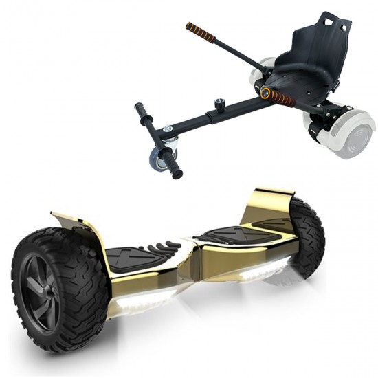 Elektromos Hoverboard Standard GoKart Szett, 8.5 colos, Hummer Gold, Standard Hatótávolság, és Fekete Hoverkart, Smart Balance