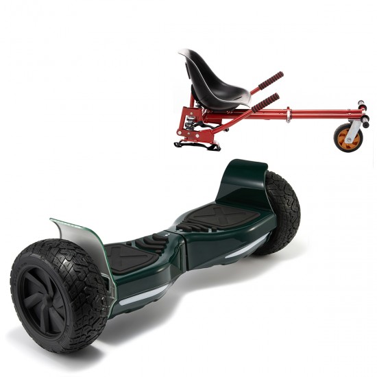 Elektromos Hoverboard GoKart Szett Lengéscsillapítókkal, 8.5 colos, Hummer Green, Standard Hatótávolság, Piros HoverKart Lengéscsillapítókkal, Smart Balance