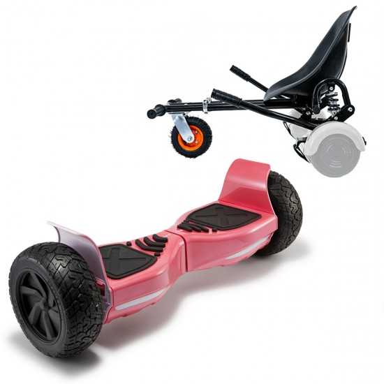 Elektromos Hoverboard GoKart Szett Lengéscsillapítókkal, 8.5 colos, Hummer Red, Standard Hatótávolság, Fekete HoverKart Lengéscsillapítókkal, Smart Balance