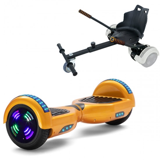 Elektromos Hoverboard Standard GoKart Szett, 6.5 colos, Regular Gold Junior, Standard Hatótávolság, és Fekete Hoverkart, Smart Balance