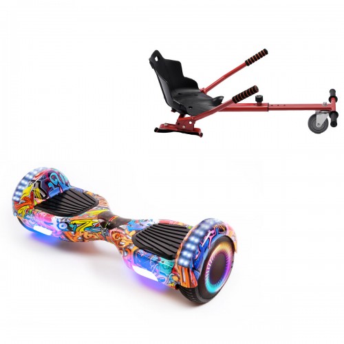 Elektromos Hoverboard Standard GoKart Szett, 6.5 colos, Regular HipHop Orange PRO, Standard Hatótávolság, és Piros Hoverkart, Smart Balance