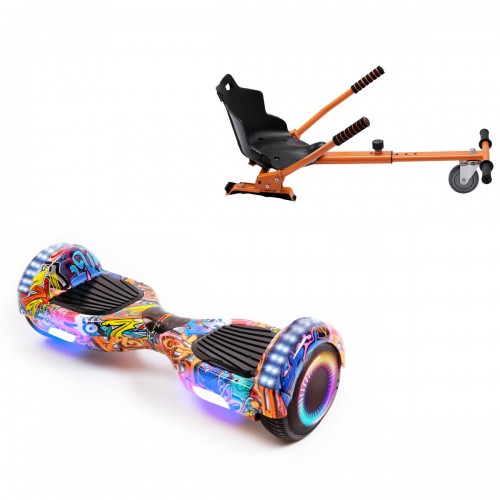 Elektromos Hoverboard Standard GoKart Szett, 6.5 colos, Regular HipHop Orange PRO, Nagy Hatótávolság, és Narancs Hoverkart, Smart Balance