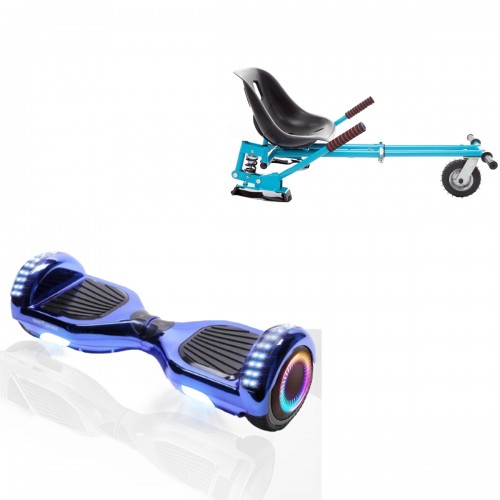 Elektromos Hoverboard GoKart Szett Lengéscsillapítókkal, 6.5 colos, Regular ElectroBlue PRO, Standard Hatótávolság, Kék HoverKart Lengéscsillapítókkal, Smart Balance