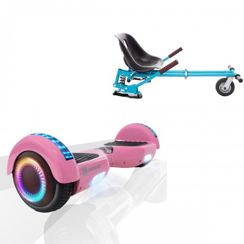 Elektromos Hoverboard GoKart Szett Lengéscsillapítókkal, 6.5 colos, Regular Pink PRO, Standard Hatótávolság, Kék HoverKart Lengéscsillapítókkal, Smart Balance