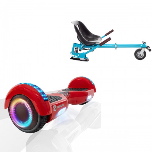 Elektromos Hoverboard GoKart Szett Lengéscsillapítókkal, 6.5 colos, Regular Red PRO, Standard Hatótávolság, Kék HoverKart Lengéscsillapítókkal, Smart Balance