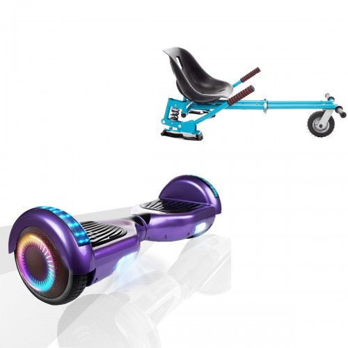 Elektromos Hoverboard GoKart Szett Lengéscsillapítókkal, 6.5 colos, Regular Purple PRO, Standard Hatótávolság, Kék HoverKart Lengéscsillapítókkal, Smart Balance