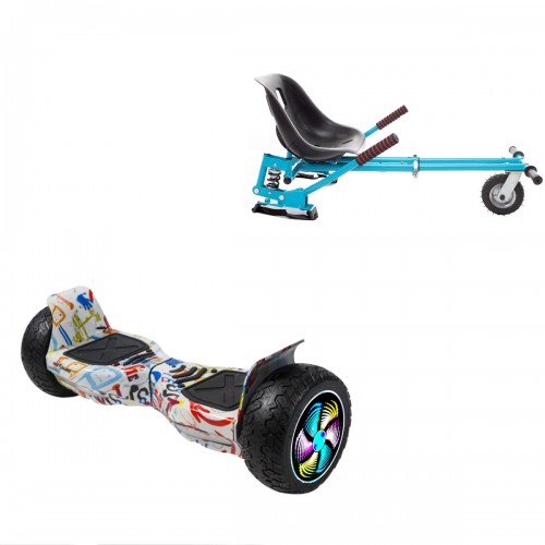 Elektromos Hoverboard GoKart Szett Lengéscsillapítókkal, 8.5 colos, Hummer Splash PRO, Standard Hatótávolság, Kék HoverKart Lengéscsillapítókkal, Smart Balance