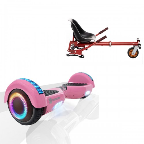 Elektromos Hoverboard GoKart Szett Lengéscsillapítókkal, 6.5 colos, Regular Pink PRO, Standard Hatótávolság, Piros HoverKart Lengéscsillapítókkal, Smart Balance