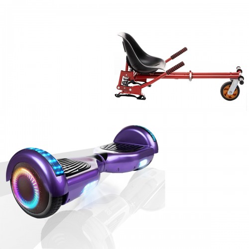 Elektromos Hoverboard GoKart Szett Lengéscsillapítókkal, 6.5 colos, Regular Purple PRO, Standard Hatótávolság, Piros HoverKart Lengéscsillapítókkal, Smart Balance