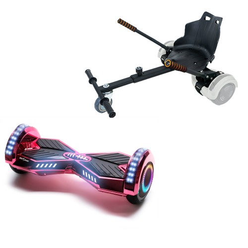 Elektromos Hoverboard Standard GoKart Szett, 6.5 colos, Transformers ElectroPink PRO, Standard Hatótávolság, és Fekete Hoverkart, Smart Balance