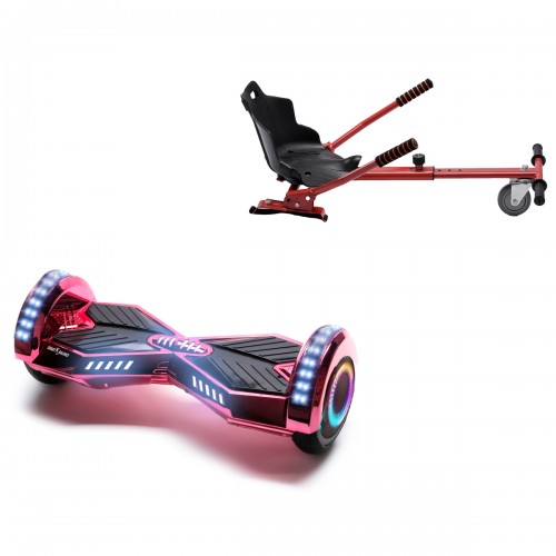 Elektromos Hoverboard Standard GoKart Szett, 6.5 colos, Transformers ElectroPink PRO, Standard Hatótávolság, és Piros Hoverkart, Smart Balance