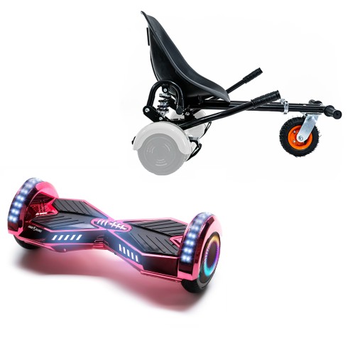 Elektromos Hoverboard GoKart Szett Lengéscsillapítókkal, 6.5 colos, Transformers ElectroPink PRO, Nagy Hatótávolság, Fekete HoverKart Lengéscsillapítókkal, Smart Balance