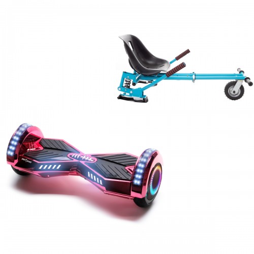 Elektromos Hoverboard GoKart Szett Lengéscsillapítókkal, 6.5 colos, Transformers ElectroPink PRO, Nagy Hatótávolság, Kék HoverKart Lengéscsillapítókkal, Smart Balance