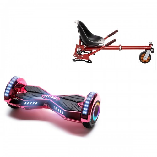 Elektromos Hoverboard GoKart Szett Lengéscsillapítókkal, 6.5 colos, Transformers ElectroPink PRO, Nagy Hatótávolság, Piros HoverKart Lengéscsillapítókkal, Smart Balance