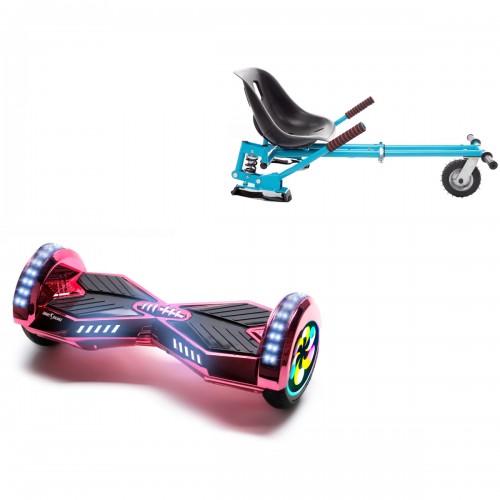 Elektromos Hoverboard GoKart Szett Lengéscsillapítókkal, 8 colos, Transformers ElectroPink PRO, Standard Hatótávolság, Kék HoverKart Lengéscsillapítókkal, Smart Balance