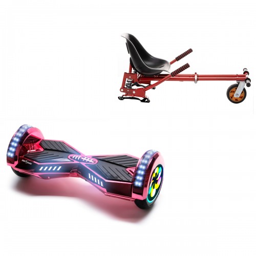 Elektromos Hoverboard GoKart Szett Lengéscsillapítókkal, 8 colos, Transformers ElectroPink PRO, Nagy Hatótávolság, Piros HoverKart Lengéscsillapítókkal, Smart Balance