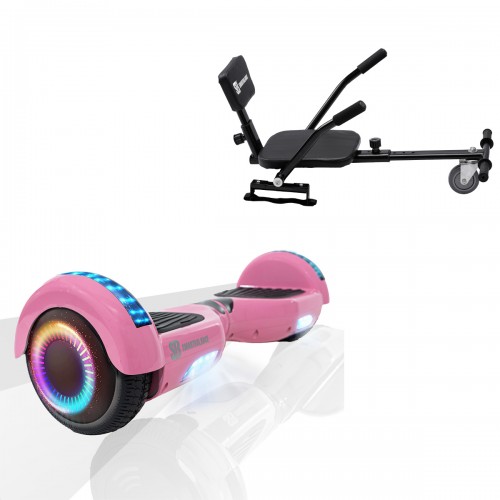 Elektromos Hoverboard csomag Komfortos Üléssel, 6.5 colos, Regular Pink PRO, Nagy Hatótávolság, Fekete Szivacsos ülés, Smart Balance