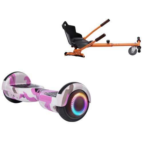 Elektromos Hoverboard Standard GoKart Szett, 6.5 colos, Regular Camouflage Pink PRO, Standard Hatótávolság, és Narancs Hoverkart, Smart Balance