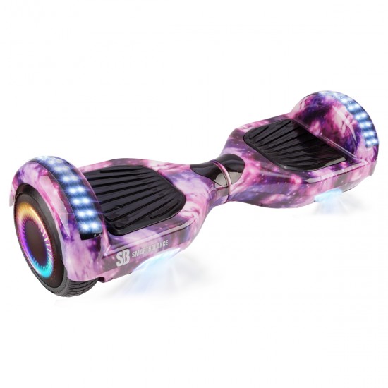 Elektromos Hoverboard GoKart Szett Lengéscsillapítókkal, 6.5 colos, Regular Galaxy Pink PRO, Nagy Hatótávolság, Fekete HoverKart Lengéscsillapítókkal, Smart Balance 6