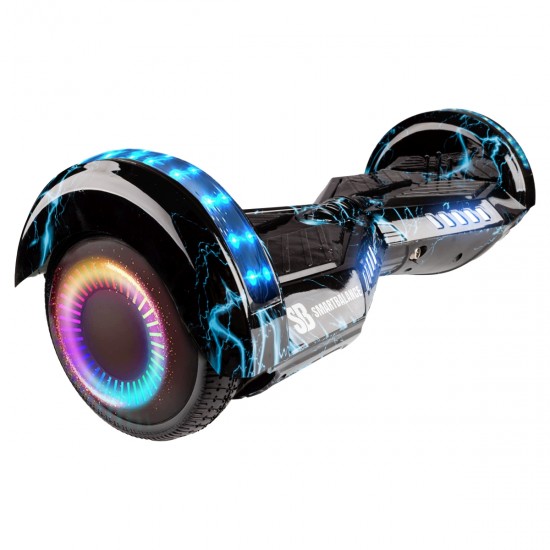 Elektromos Hoverboard GoKart Szett Lengéscsillapítókkal, 6.5 colos, Transformers Thunderstorm Blue PRO, Standard Hatótávolság, Fekete HoverKart Lengéscsillapítókkal, Smart Balance 2