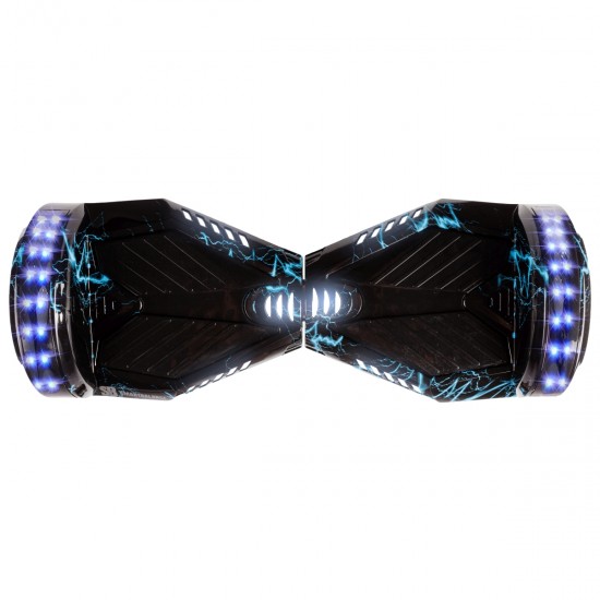 Elektromos Hoverboard GoKart Szett Lengéscsillapítókkal, 8 colos, Transformers Thunderstorm Blue PRO, Standard Hatótávolság, Fekete HoverKart Lengéscsillapítókkal, Smart Balance 4