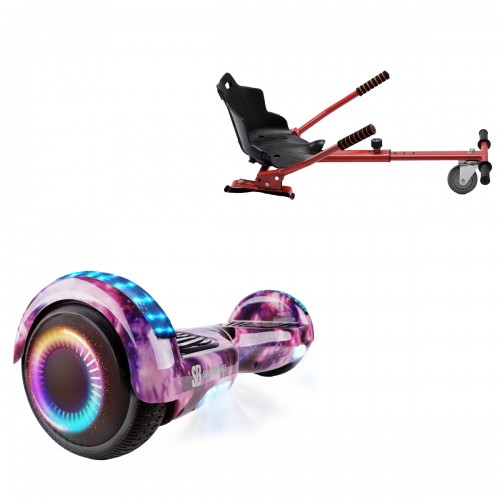 Elektromos Hoverboard Standard GoKart Szett, 6.5 colos, Regular Galaxy Pink PRO, Standard Hatótávolság, és Piros Hoverkart, Smart Balance