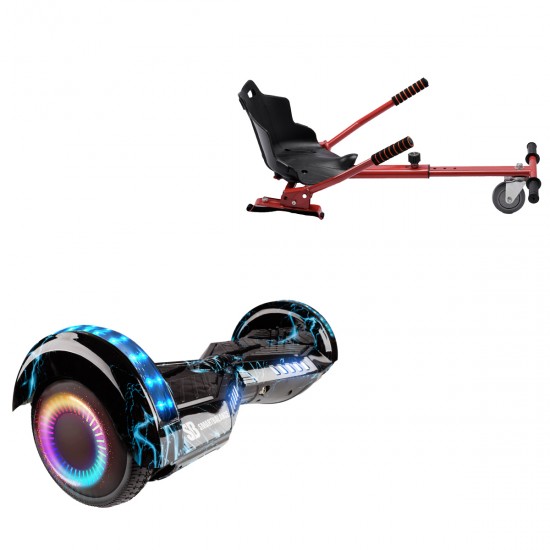 Elektromos Hoverboard Standard GoKart Szett, 6.5 colos, Transformers Thunderstorm Blue PRO, Nagy Hatótávolság, és Piros Hoverkart, Smart Balance