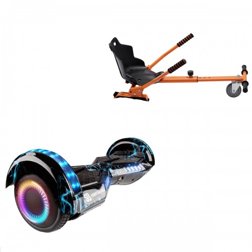 Elektromos Hoverboard Standard GoKart Szett, 6.5 colos, Transformers Thunderstorm Blue PRO, Standard Hatótávolság, és Narancs Hoverkart, Smart Balance