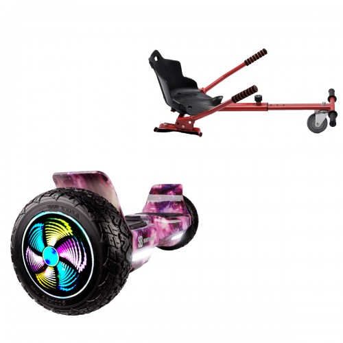 Elektromos Hoverboard Standard GoKart Szett, 8.5 colos, Hummer Galaxy Pink PRO, Nagy Hatótávolság, és Piros Hoverkart, Smart Balance