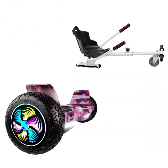 Elektromos Hoverboard Standard GoKart Szett, 8.5 colos, Hummer Galaxy Pink PRO, Nagy Hatótávolság, és Fehér Hoverkart, Smart Balance