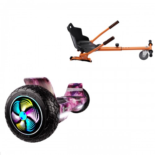 Elektromos Hoverboard Standard GoKart Szett, 8.5 colos, Hummer Galaxy Pink PRO, Nagy Hatótávolság, és Narancs Hoverkart, Smart Balance