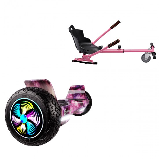 Elektromos Hoverboard Standard GoKart Szett, 8.5 colos, Hummer Galaxy Pink PRO, Standard Hatótávolság, és Rózsaszín Hoverkart, Smart Balance