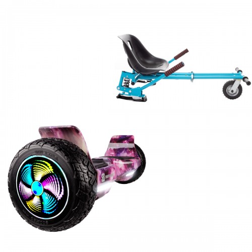 Elektromos Hoverboard GoKart Szett Lengéscsillapítókkal, 8.5 colos, Hummer Galaxy Pink PRO, Nagy Hatótávolság, Kék HoverKart Lengéscsillapítókkal, Smart Balance