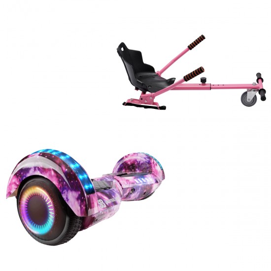 Elektromos Hoverboard Standard GoKart Szett, 6.5 colos, Transformers Galaxy Pink PRO, Nagy Hatótávolság, és Rózsaszín Hoverkart, Smart Balance