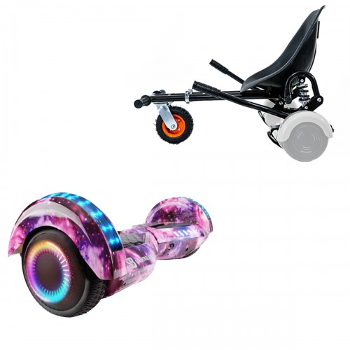 Elektromos Hoverboard GoKart Szett Lengéscsillapítókkal, 6.5 colos, Transformers Galaxy Pink PRO, Standard Hatótávolság, Fekete HoverKart Lengéscsillapítókkal, Smart Balance