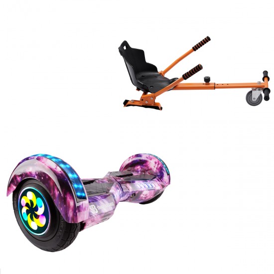 Elektromos Hoverboard Standard GoKart Szett, 8 colos, Transformers Galaxy Pink PRO, Nagy Hatótávolság, és Narancs Hoverkart, Smart Balance