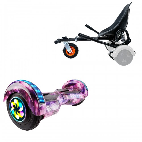 Elektromos Hoverboard GoKart Szett Lengéscsillapítókkal, 8 colos, Transformers Galaxy Pink PRO, Nagy Hatótávolság, Fekete HoverKart Lengéscsillapítókkal, Smart Balance