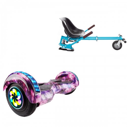 Elektromos Hoverboard GoKart Szett Lengéscsillapítókkal, 8 colos, Transformers Galaxy Pink PRO, Nagy Hatótávolság, Kék HoverKart Lengéscsillapítókkal, Smart Balance