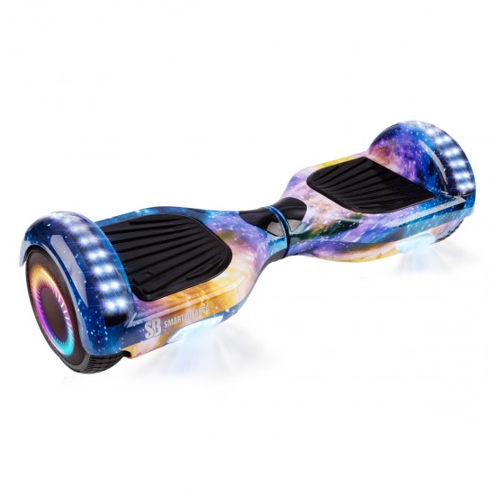 Elektromos Hoverboard GoKart Szett Lengéscsillapítókkal, 6.5 colos, Regular Galaxy Orange PRO, Standard Hatótávolság, Fekete HoverKart Lengéscsillapítókkal, Smart Balance 6