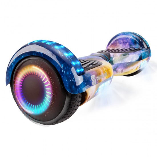 Elektromos Hoverboard csomag Komfortos Üléssel, 6.5 colos, Regular Galaxy Orange PRO, Standard Hatótávolság, Fekete Szivacsos ülés, Smart Balance 2