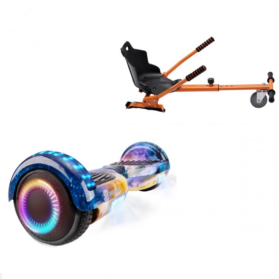 Elektromos Hoverboard Standard GoKart Szett, 6.5 colos, Regular Galaxy Orange PRO, Nagy Hatótávolság, és Narancs Hoverkart, Smart Balance