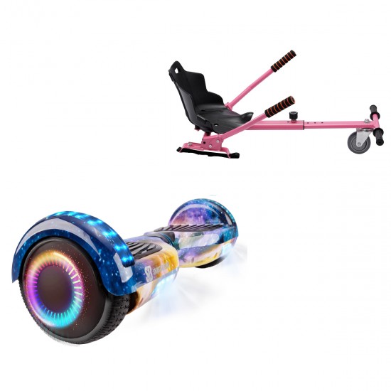 Elektromos Hoverboard Standard GoKart Szett, 6.5 colos, Regular Galaxy Orange PRO, Standard Hatótávolság, és Rózsaszín Hoverkart, Smart Balance