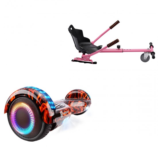 Elektromos Hoverboard Standard GoKart Szett, 6.5 colos, Regular Flame PRO, Standard Hatótávolság, és Rózsaszín Hoverkart, Smart Balance