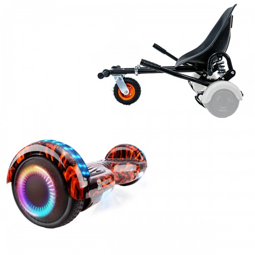 Elektromos Hoverboard GoKart Szett Lengéscsillapítókkal, 6.5 colos, Regular Flame PRO, Standard Hatótávolság, Fekete HoverKart Lengéscsillapítókkal, Smart Balance