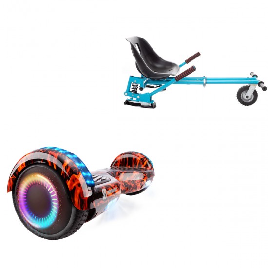 Elektromos Hoverboard GoKart Szett Lengéscsillapítókkal, 6.5 colos, Regular Flame PRO, Nagy Hatótávolság, Kék HoverKart Lengéscsillapítókkal, Smart Balance