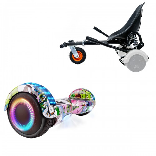 Elektromos Hoverboard GoKart Szett Lengéscsillapítókkal, 6.5 colos, Regular Multicolor PRO, Standard Hatótávolság, Fekete HoverKart Lengéscsillapítókkal, Smart Balance