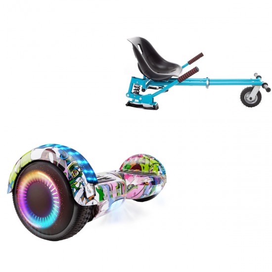 Elektromos Hoverboard GoKart Szett Lengéscsillapítókkal, 6.5 colos, Regular Multicolor PRO, Standard Hatótávolság, Kék HoverKart Lengéscsillapítókkal, Smart Balance