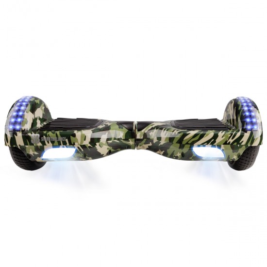 Elektromos Hoverboard csomag Komfortos Üléssel, 6.5 colos, Regular Camouflage PRO, Standard Hatótávolság, Fekete Szivacsos ülés, Smart Balance 3