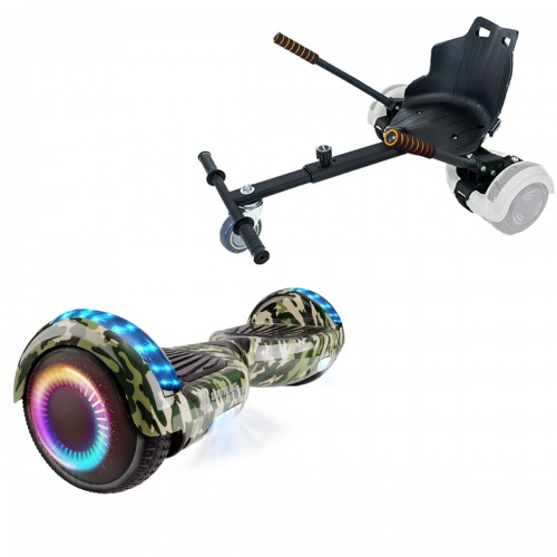 Elektromos Hoverboard Standard GoKart Szett, 6.5 colos, Regular Camouflage PRO, Nagy Hatótávolság, és Fekete Hoverkart, Smart Balance