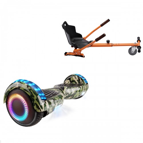 Elektromos Hoverboard Standard GoKart Szett, 6.5 colos, Regular Camouflage PRO, Nagy Hatótávolság, és Narancs Hoverkart, Smart Balance